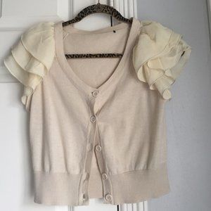 French Connection Cropped Cardigan Ruffle Sleeves